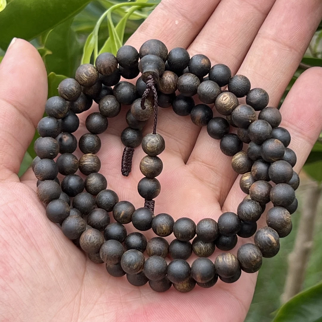沉香108颗沉香手串沉水收藏圆珠多圈卡7mm/26克天然奇楠沉香手串