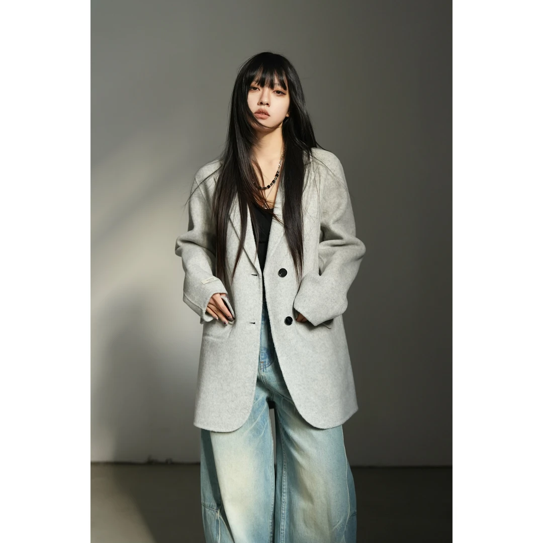 呆毛DM.FACTORY 【青仓】冬季新款气质百搭双面呢大衣DMY3463