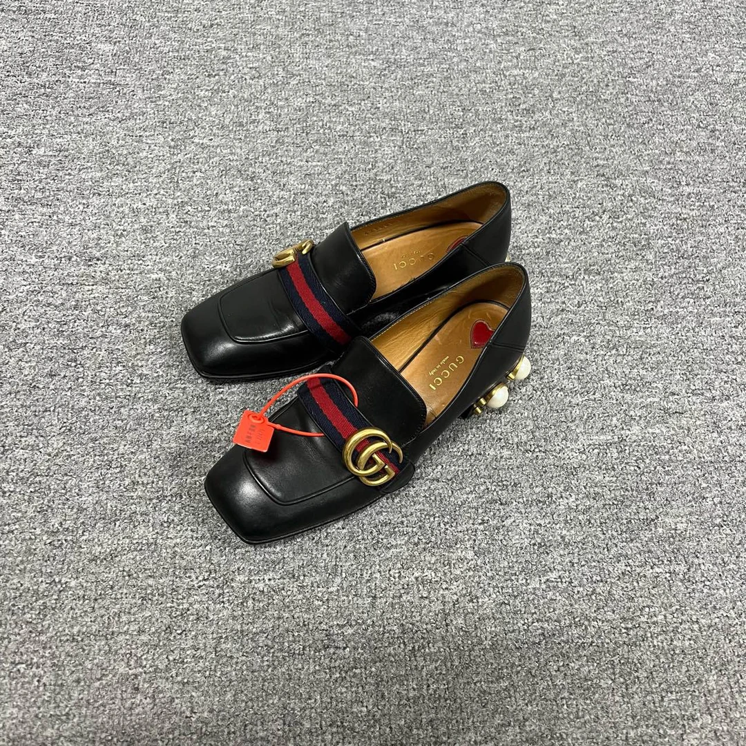 Gucci 古驰 大双G 珍珠根 乐福鞋 95新 35.5码