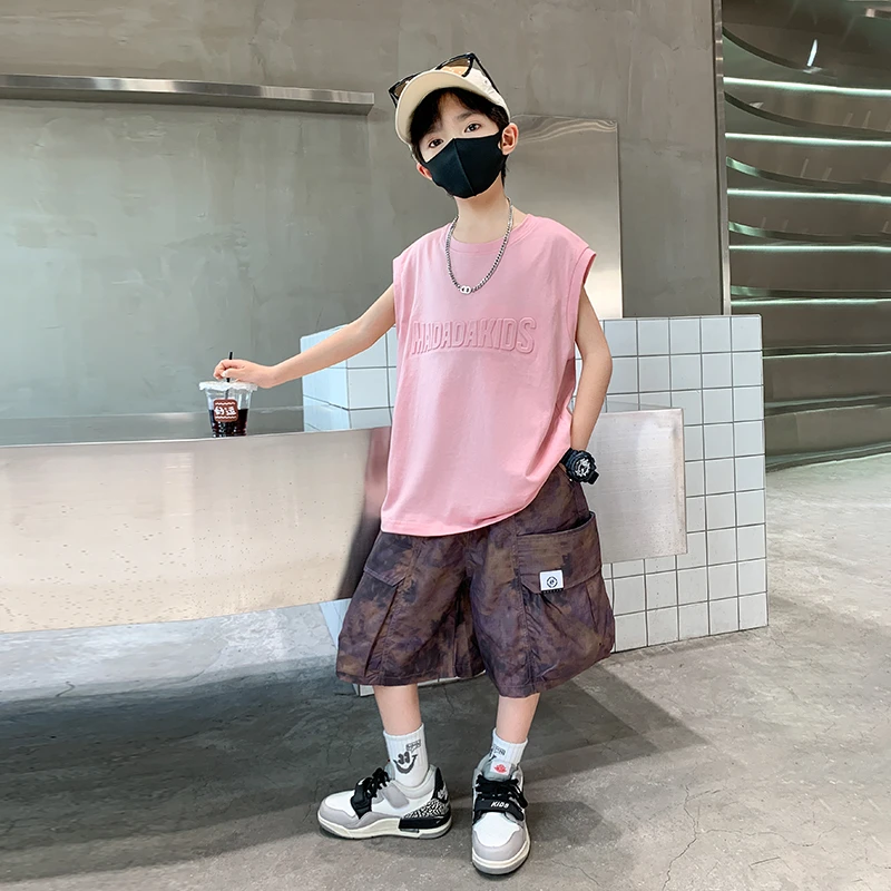 男童背心套装夏季2025新款儿童夏装运动服潮帅气时髦大童夏款衣服