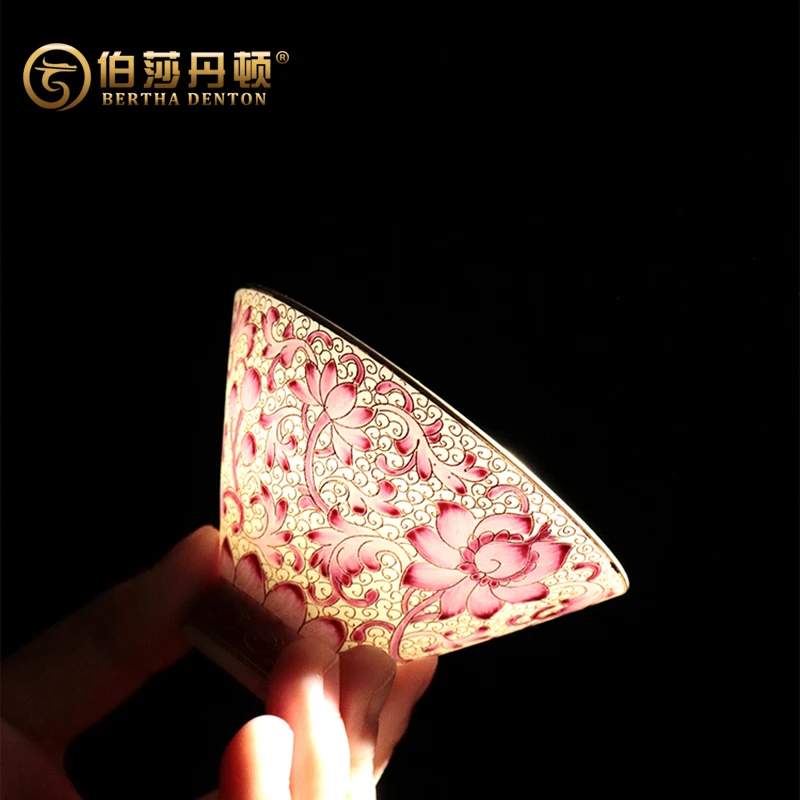 BERTHADENTON陶瓷手绘珐琅彩斗笠主人杯单杯高档家用茶杯品茗杯
