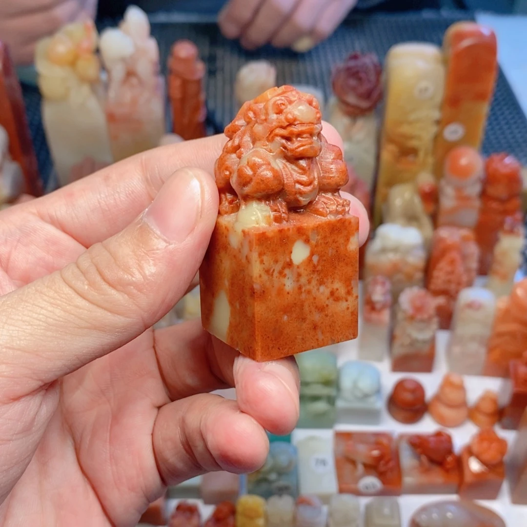 寿山石印石貔貅印章2.5*2.5包刻字