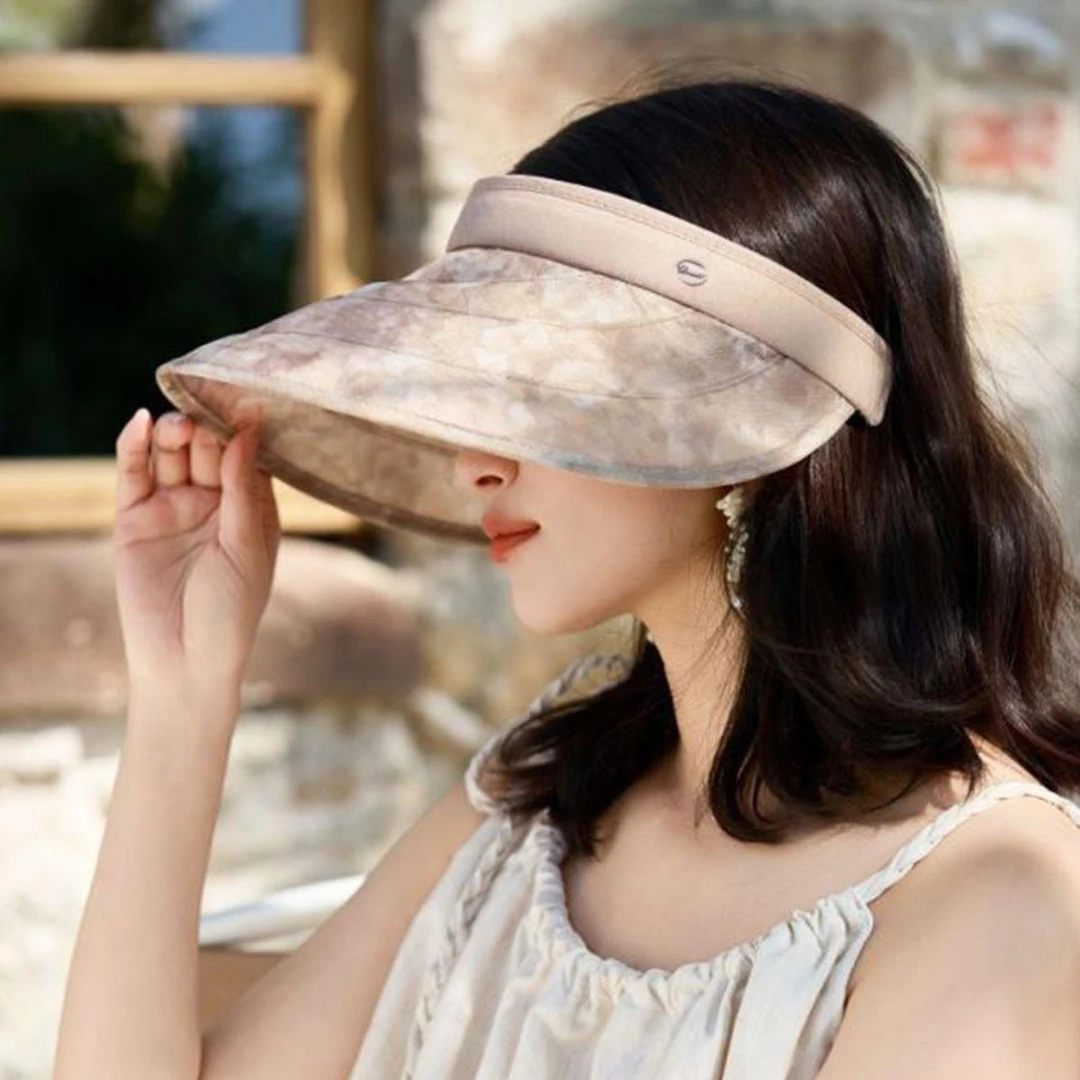 2025新款空顶防晒帽女防夏季冰丝遮阳帽骑车大帽檐太阳帽子