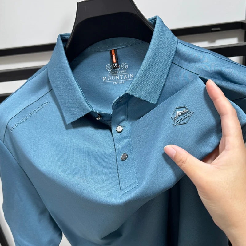 CATIA SELI夏季凉爽冰丝短袖t恤男士2025新款商务休闲翻领polo衫