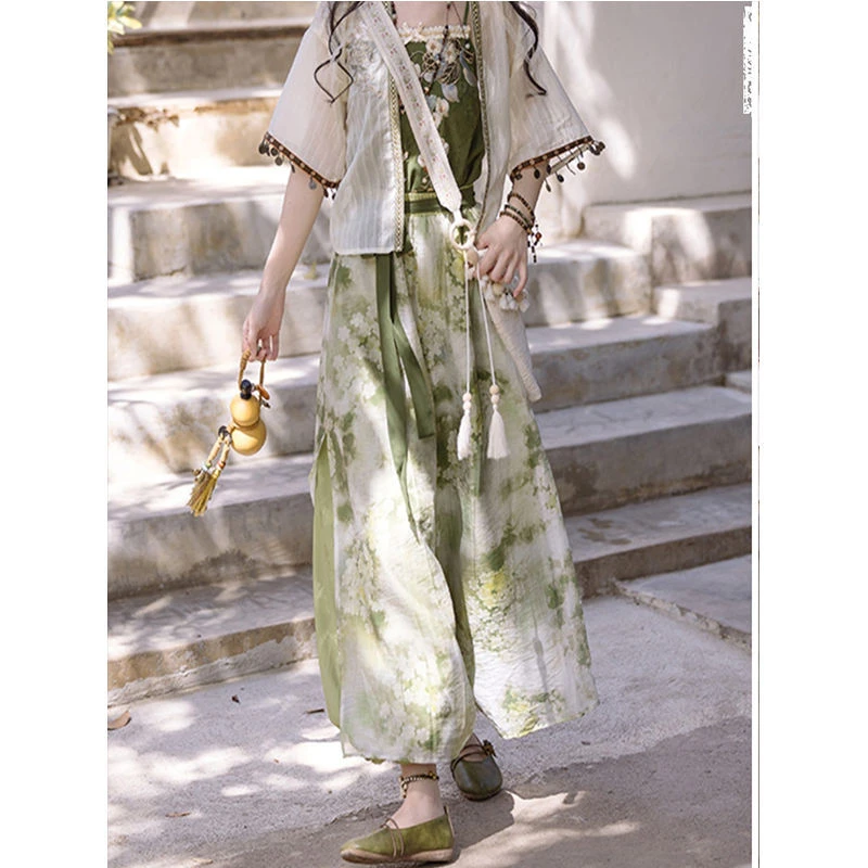 2025年夏季新款改良三件套森系小众甜美复古汉元素宋制汉元素套