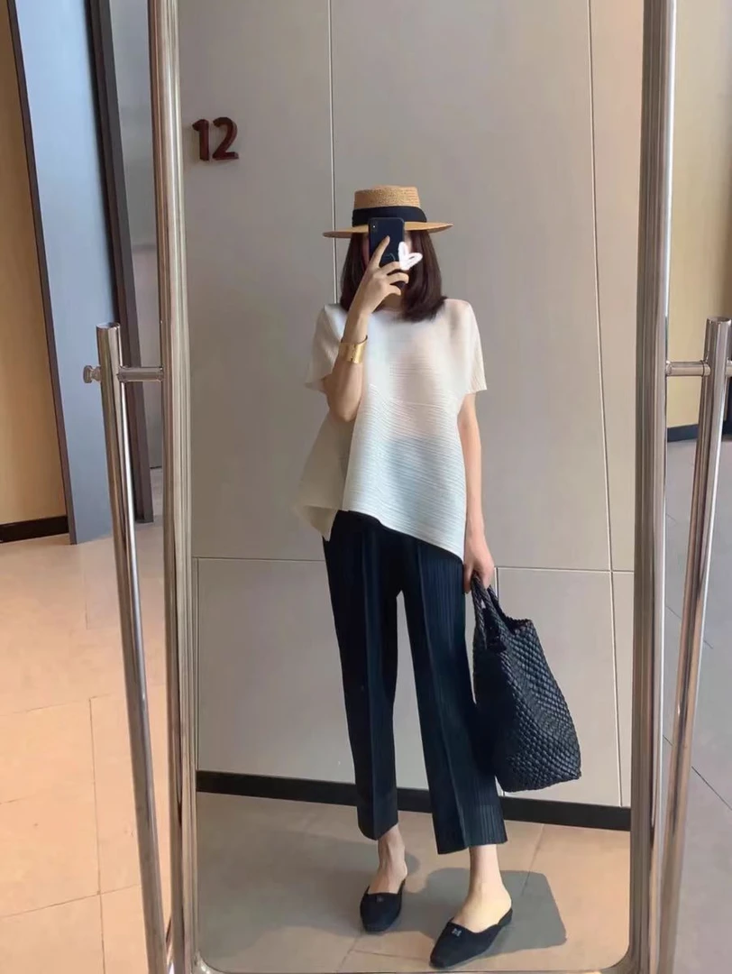 纸片人 宅风上衣 慵懒宽松褶皱短袖 女士上衣显瘦 气质时尚