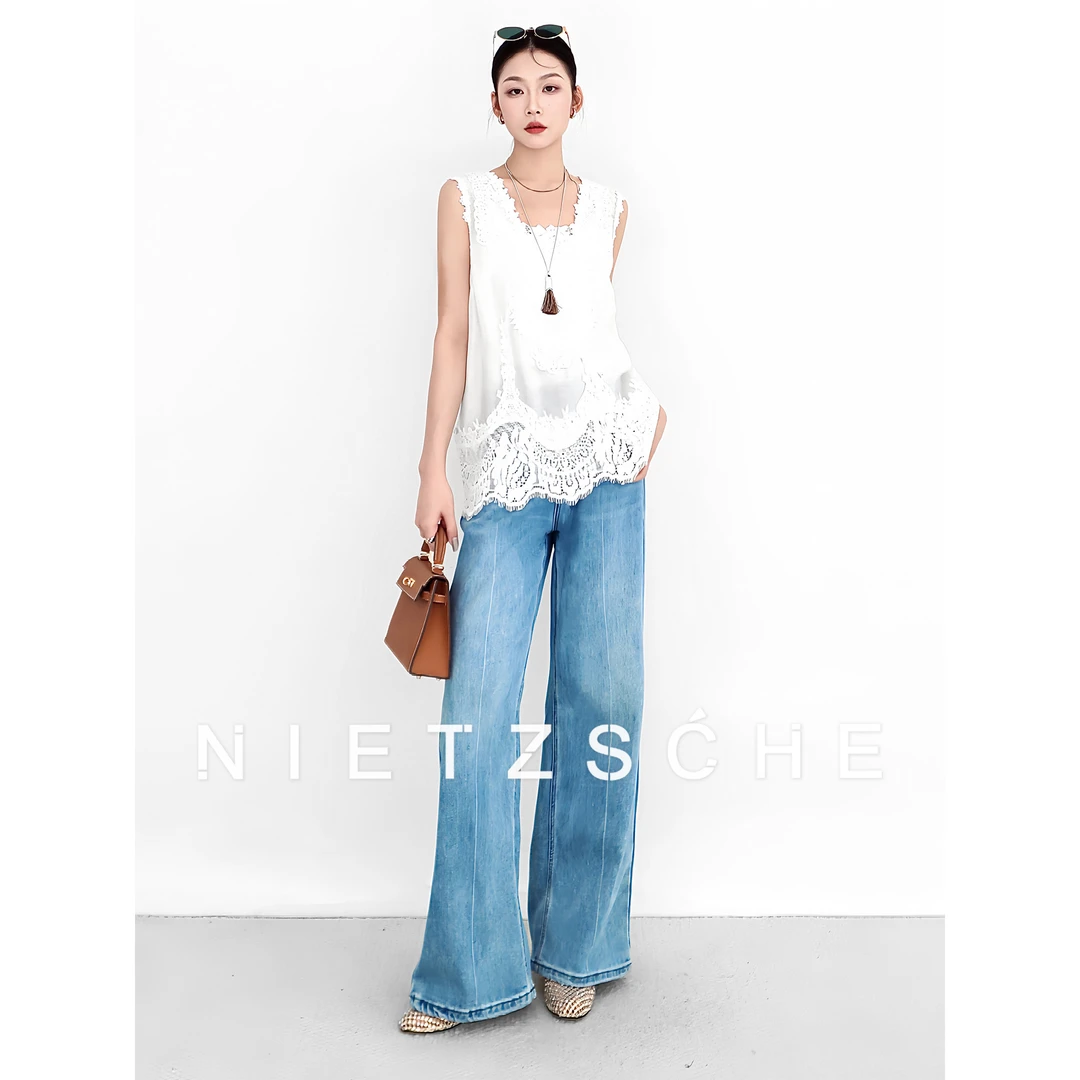 Nietzsche｜度假蕾丝｜醋酸x亚麻x莱赛尔 高品质蕾丝显瘦背心61673