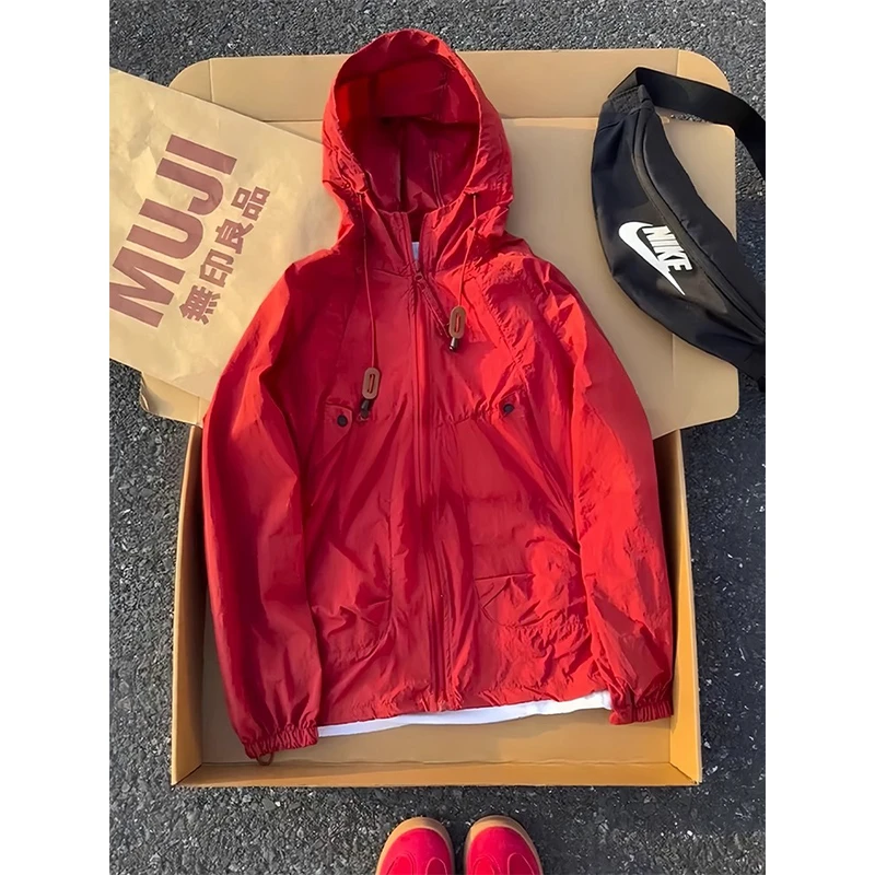 朱雀红户外冰丝防晒服外套男女夏季机能风轻薄速干透气连帽防晒衣