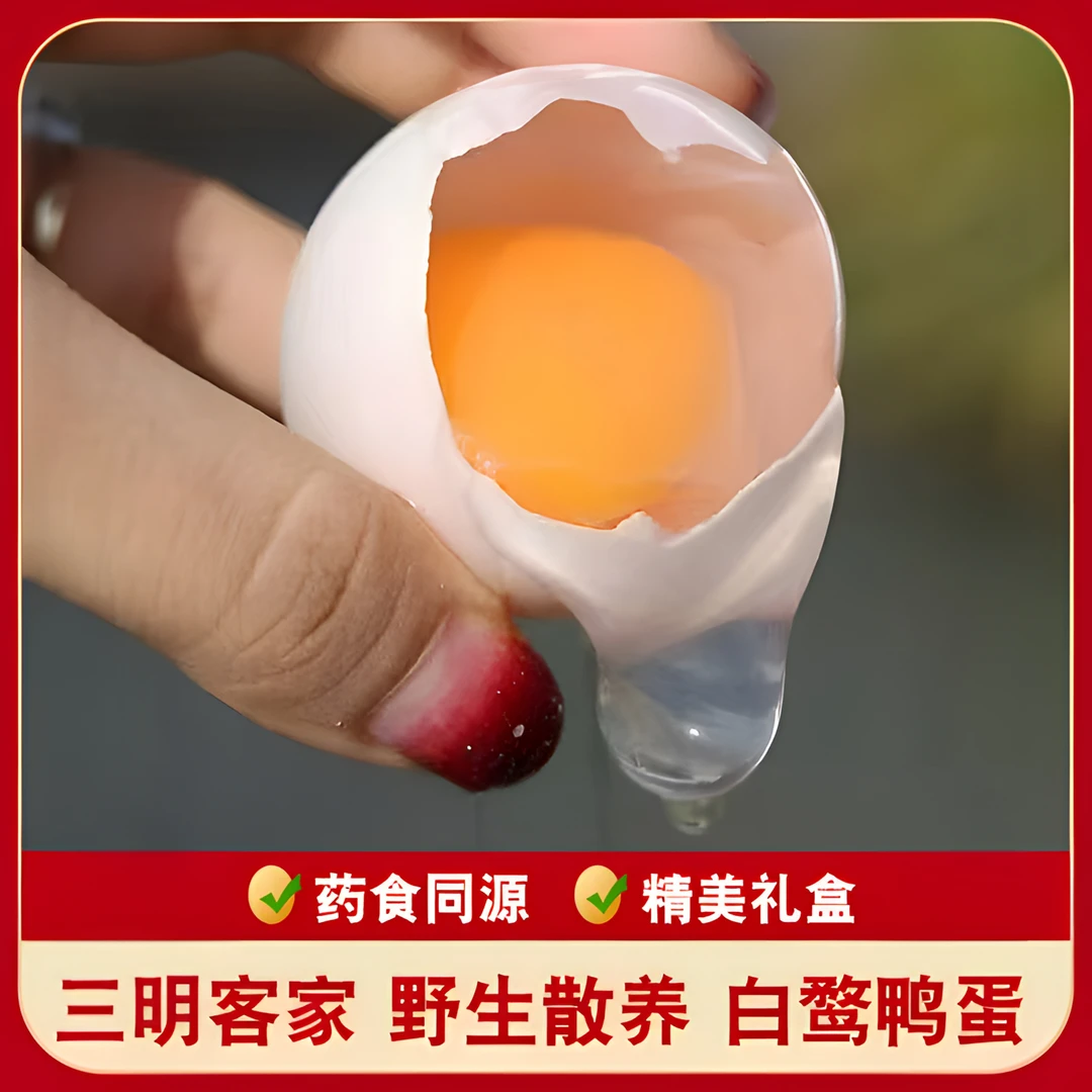 福建三明客家连城野生散养白鹜药食两用富硒不腥鸭蛋30枚精美礼盒
