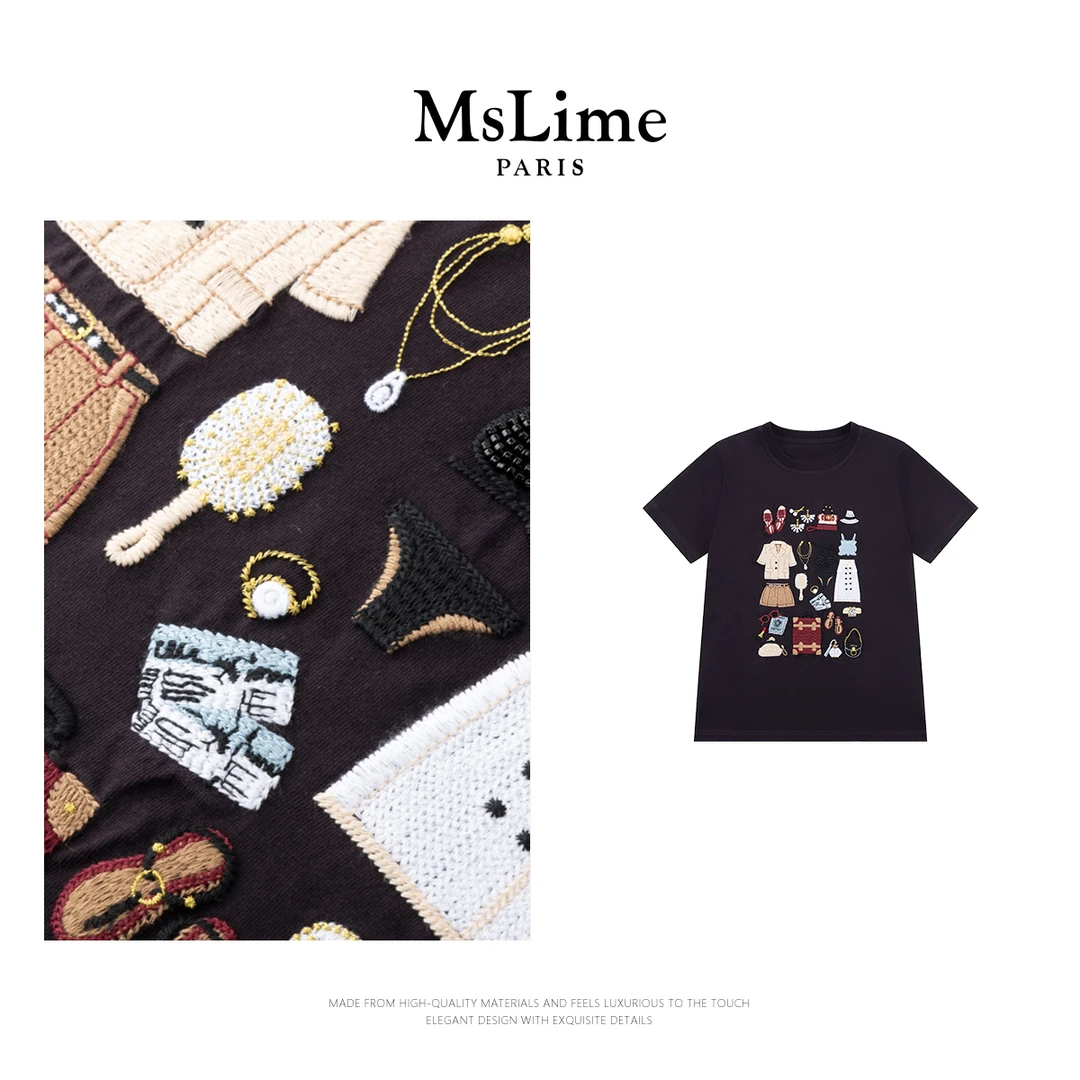 王嬛嬛MsLime25年新款100%棉【全都有】紫色短袖T恤 HD2A1356