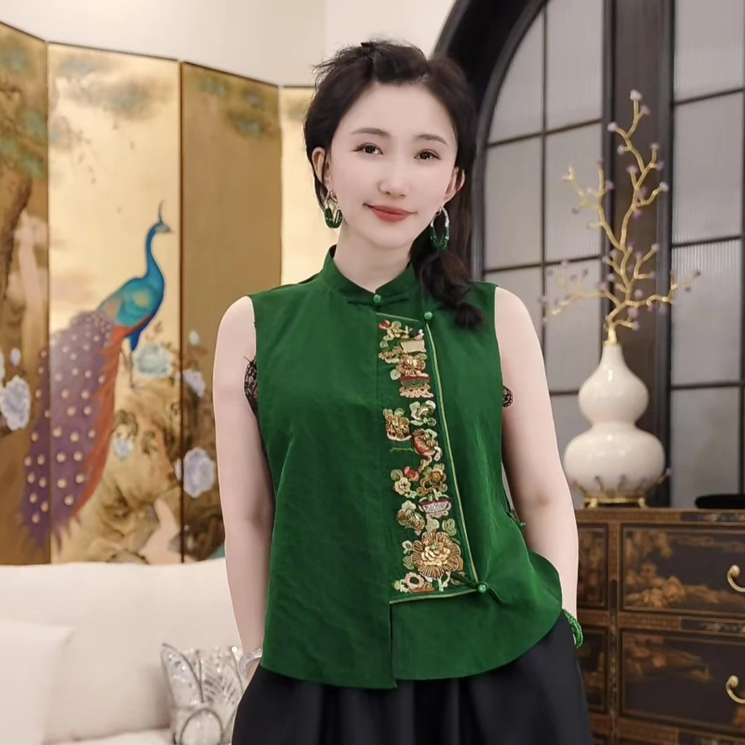 Betty Bairn【兰亭雅韵 · 香云纱】老龟桑蚕丝刺绣马甲25B-BW9098