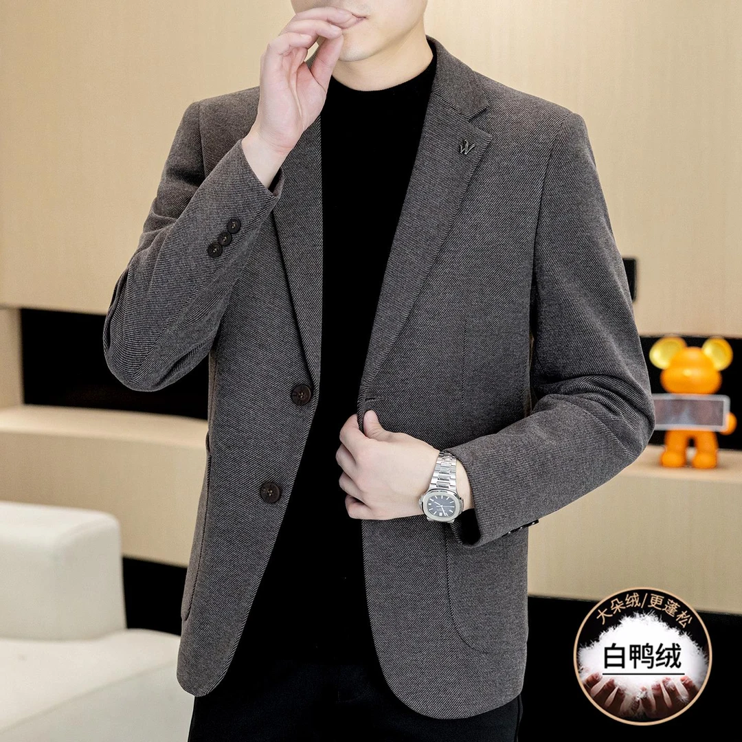 高级感西装男士秋冬季加厚商务休闲高端西服保暖高档男士外套男装