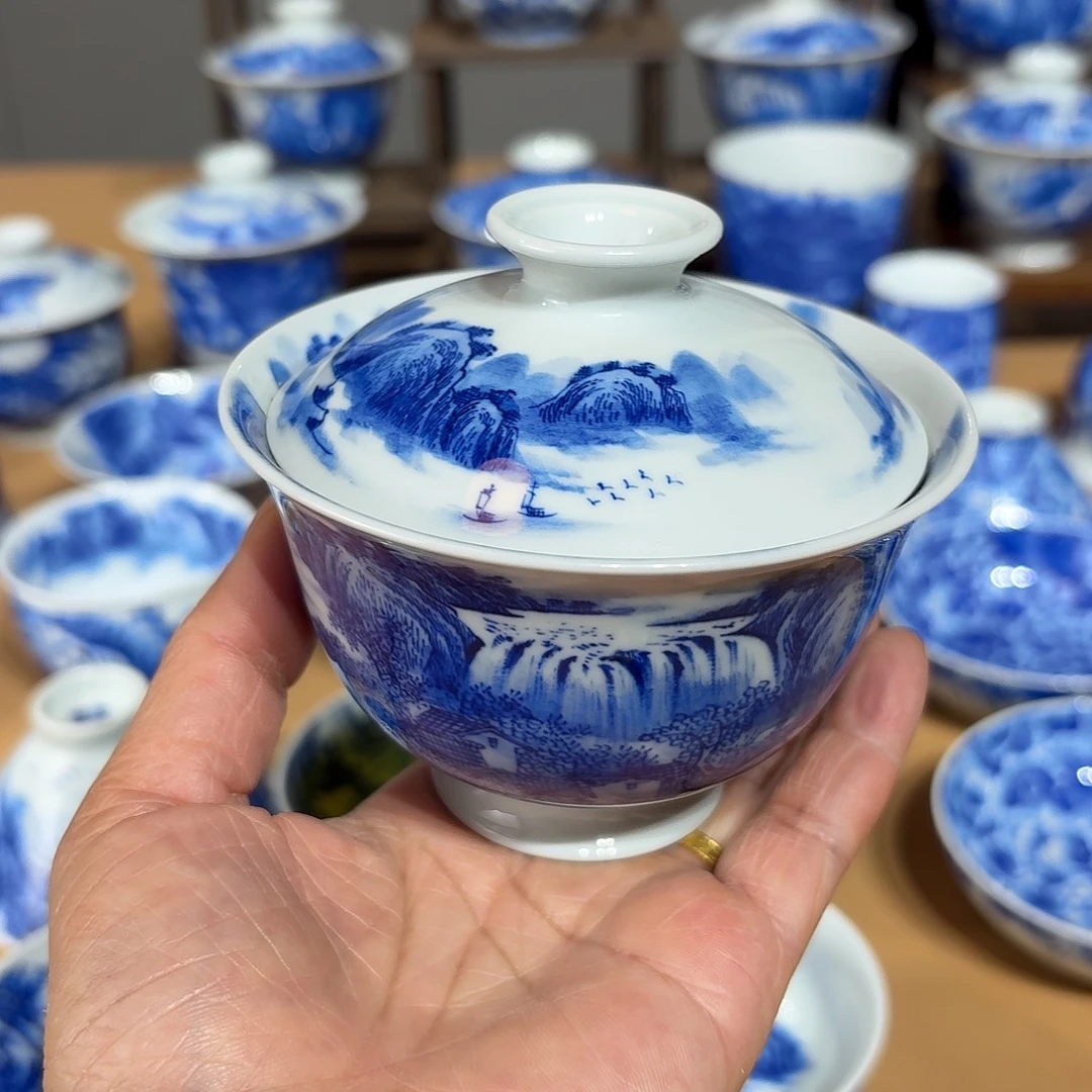 景德镇纯手绘盖碗