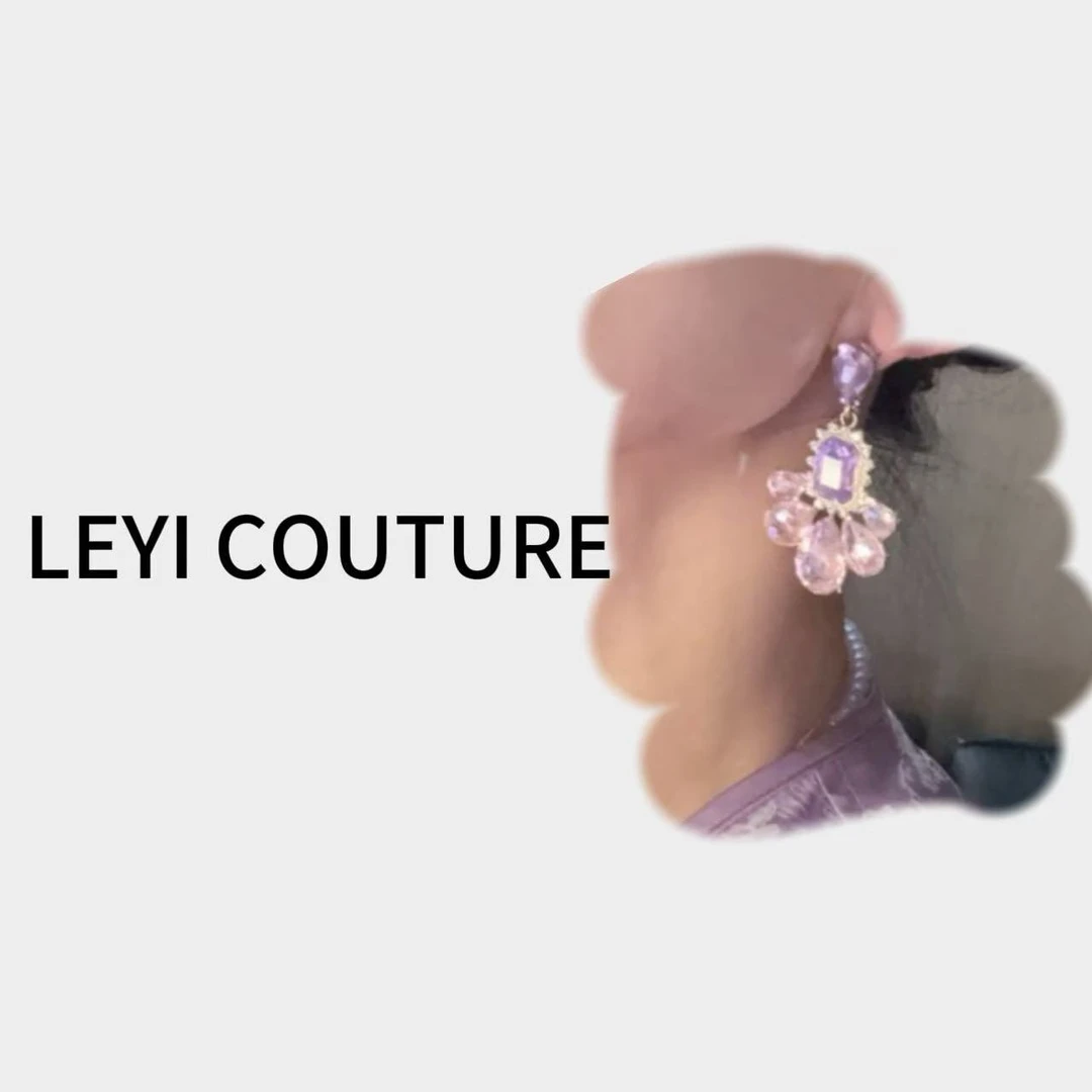 【 LEYI COUTURE】畑畑2025高端气质时尚“紫吊坠“耳饰