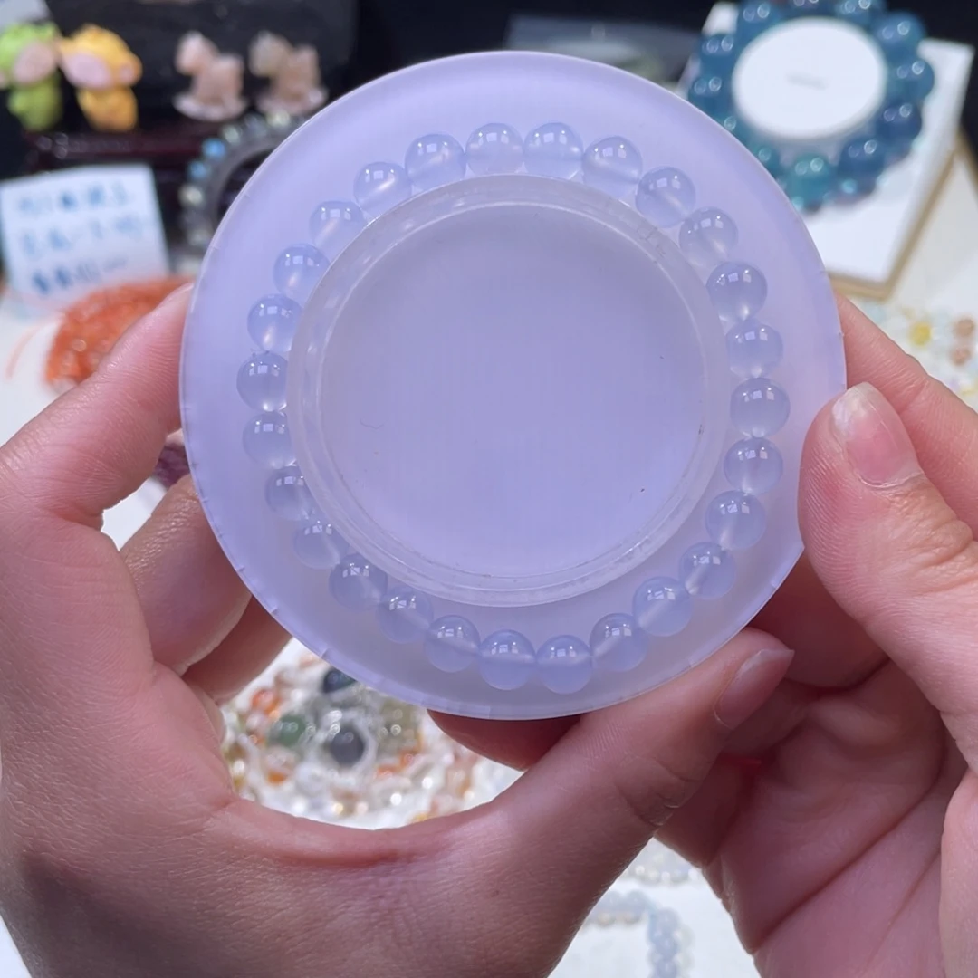 未镶嵌手链水晶蓝玉髓玛瑙7mm