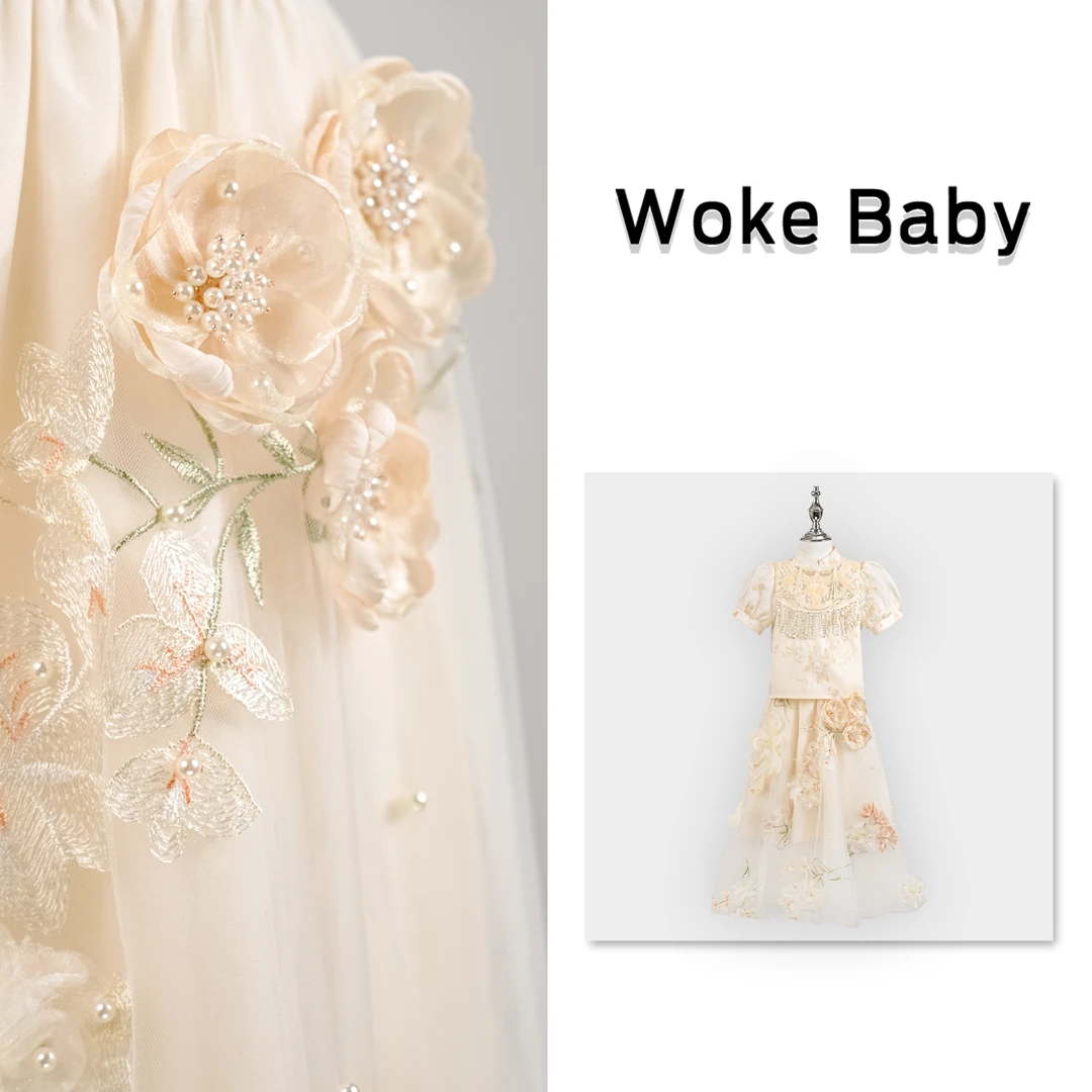 现货【香浮花月】2025女童夏季可爱中大童上衣中领套头汉服裙子F487