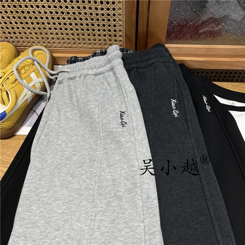 吴小越W1675男童卫裤薄绒裤子冬款儿童长裤卫裤休闲宽松运动裤