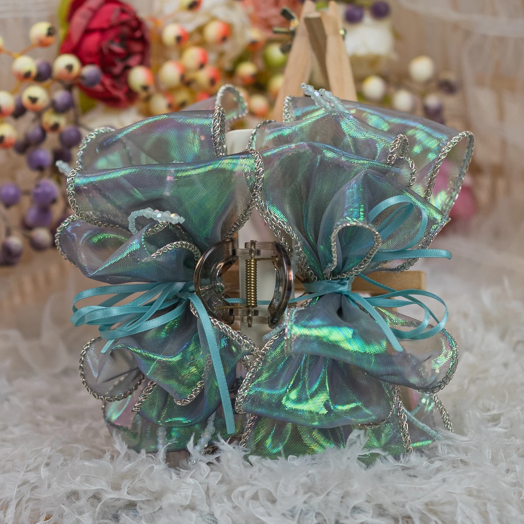 饰阿梁3484 绿色炫彩成人大抓夹头饰儿童小女孩发夹发饰可爱甜美