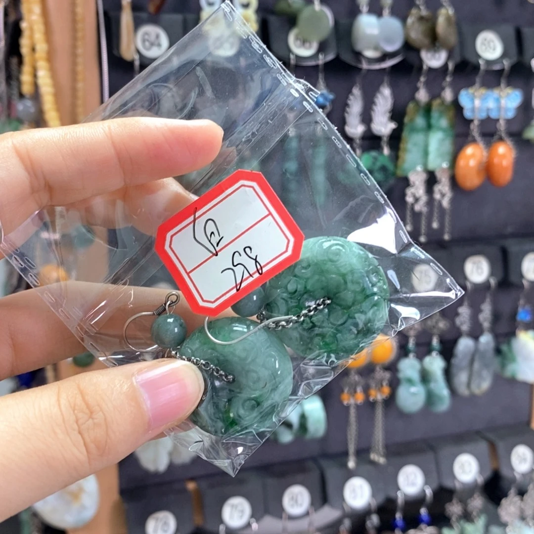 白***n和田玉银S925镶嵌耳饰X20