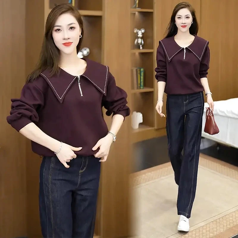 时尚长袖套头卫衣女2025秋季新款洋气宽松显瘦休闲百搭上衣