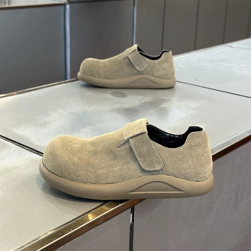 皮面勃肯鞋男2025年秋冬新款一脚蹬大头鞋男时尚百搭小丑鞋男潮鞋