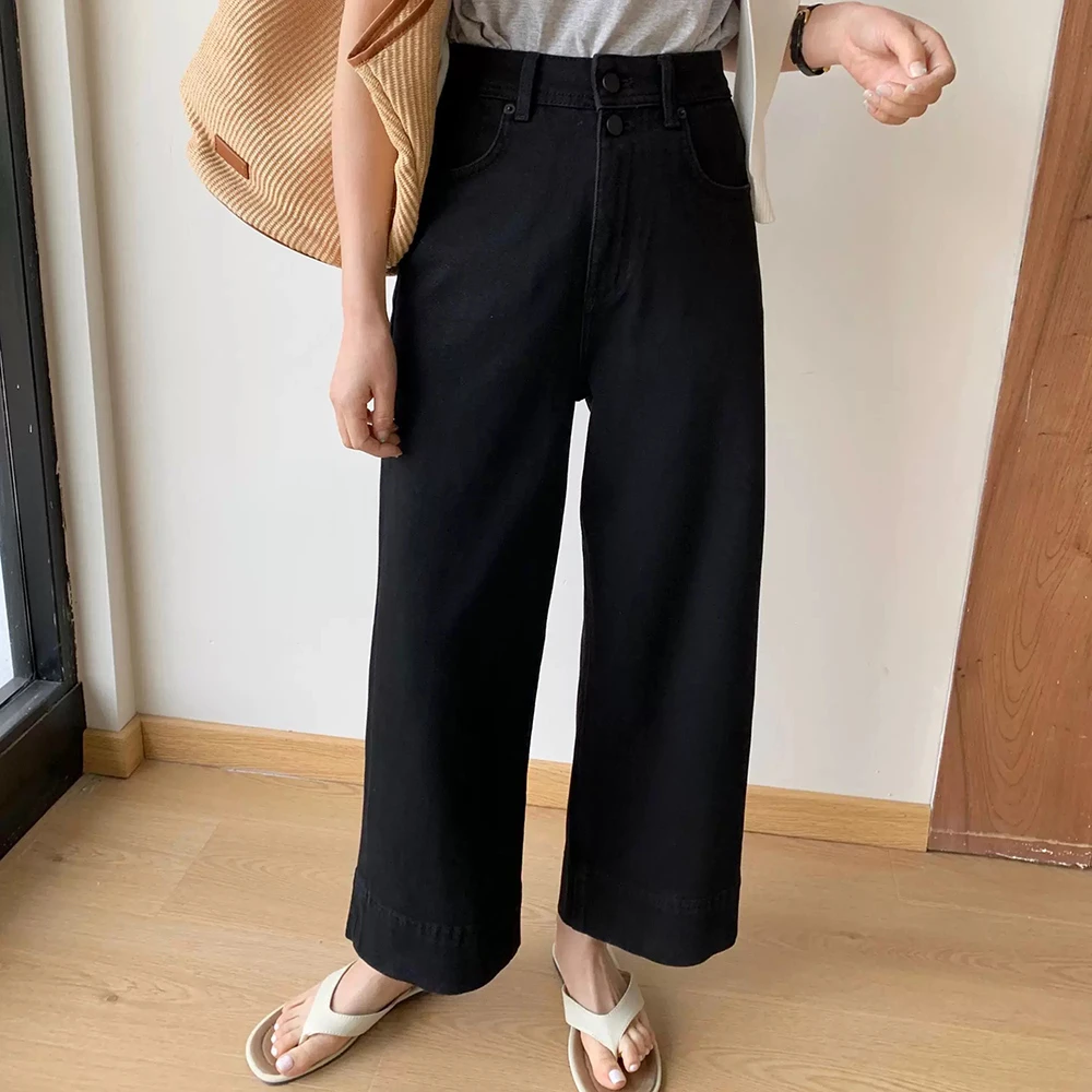 Kabodo68287卡布牛仔裤女2025春新款阔腿裤欧货高腰九分奶奶裤