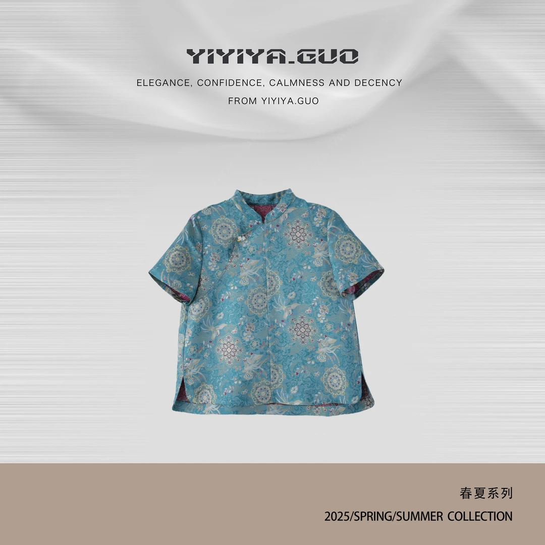 yiyiya.Guo艺艺吖【凤凰宝相】新中式中国风宋锦提花上衣1286SS52