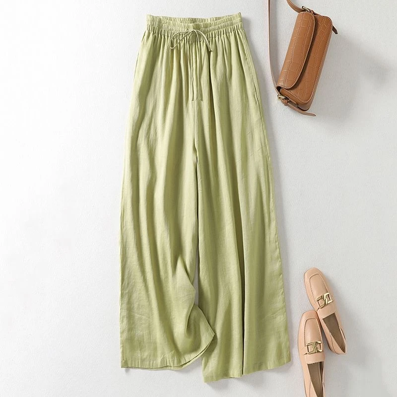 高腰透气夏季宽松垂感九分阔腿裤薄款休闲裤1017