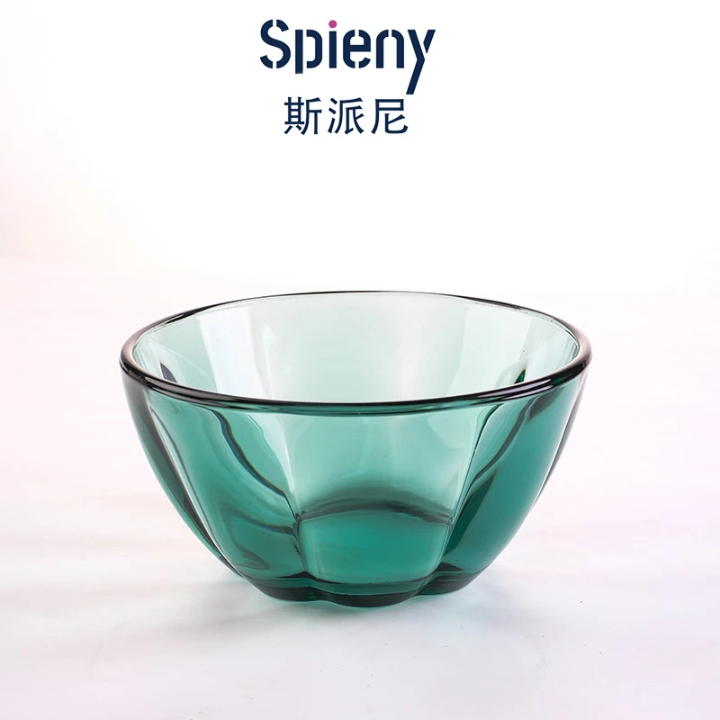 斯派尼海棠饭碗2支装 湖绿色高硼硅玻璃饭碗创意碗微波炉烤箱