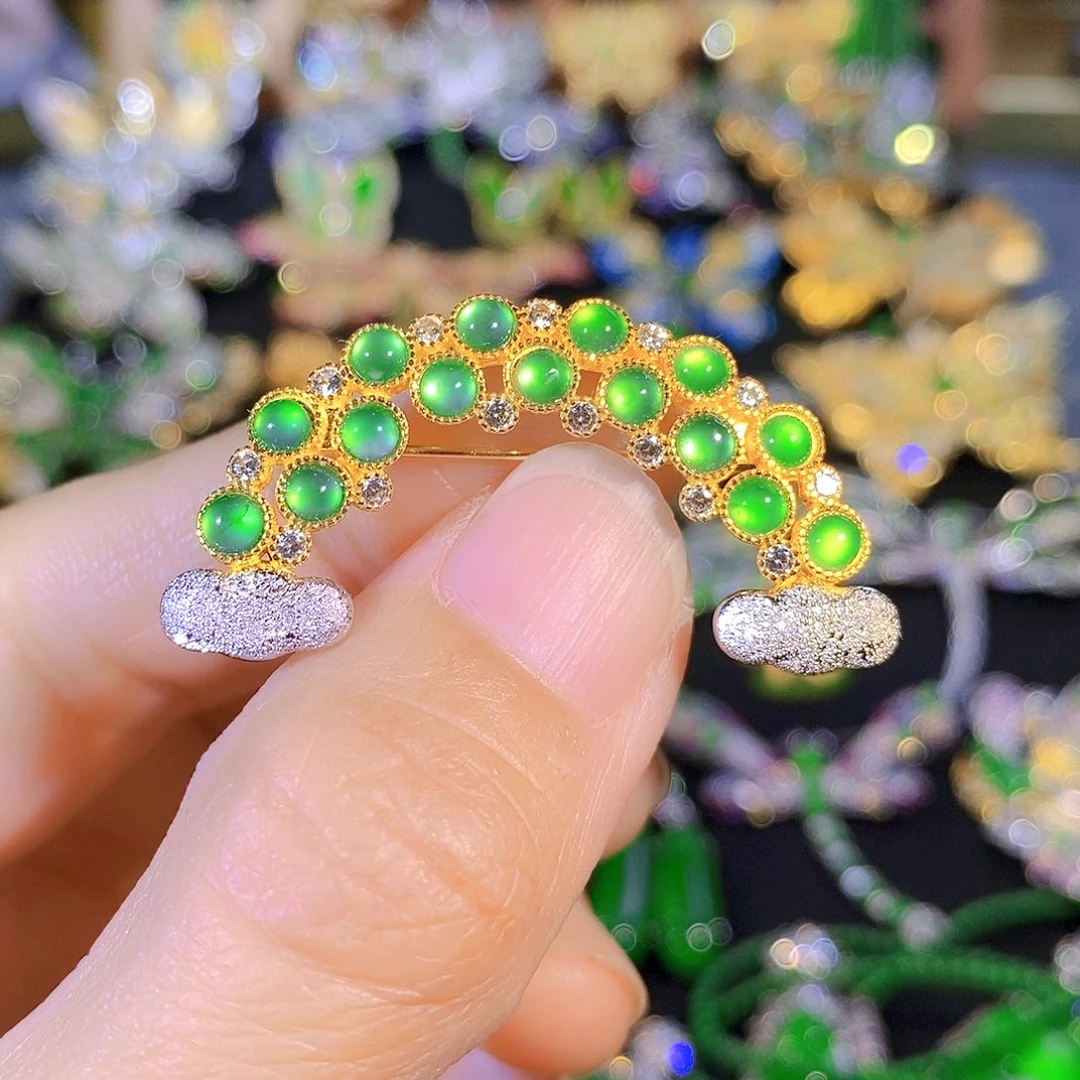 颈饰银S925镶嵌翡翠