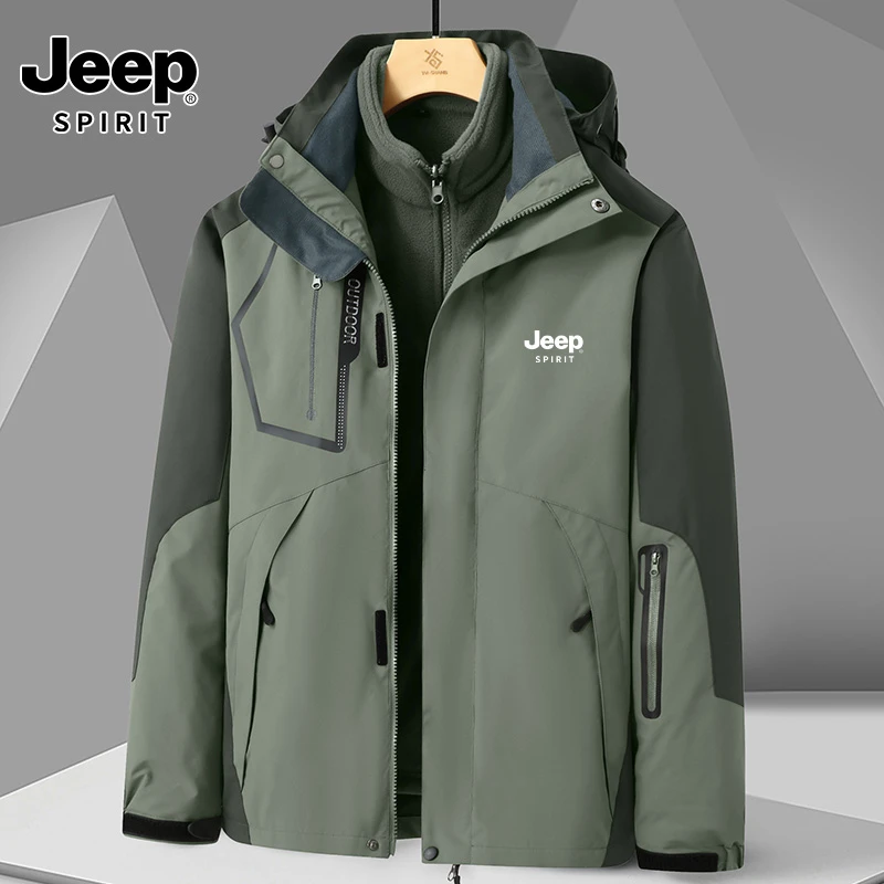 JEEP吉普冲锋衣男士三合一外套春秋冬2025新爆款夹克休闲保暖加厚