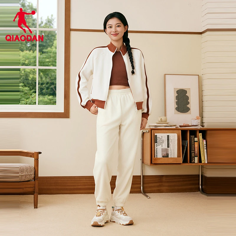 乔丹摇粒绒加绒收口女子长裤保暖2025冬季新款休闲卫裤裤子超暖绒