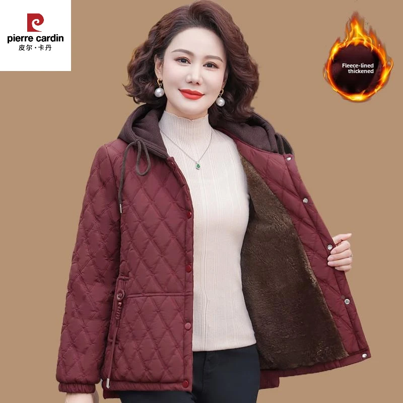 皮尔卡丹采购产品女装冬季棉服，天鹅绒及加厚，西式棉服，中老年