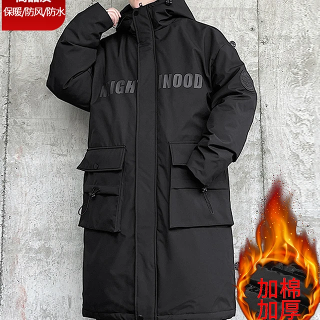中长款连帽棉衣外套男冬季加厚胖子加肥加大码工装棉服300斤男装