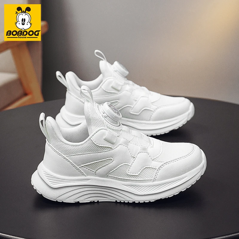 巴布豆家族儿童鞋子春季新款透气网面男童白色运动鞋中大童休闲鞋