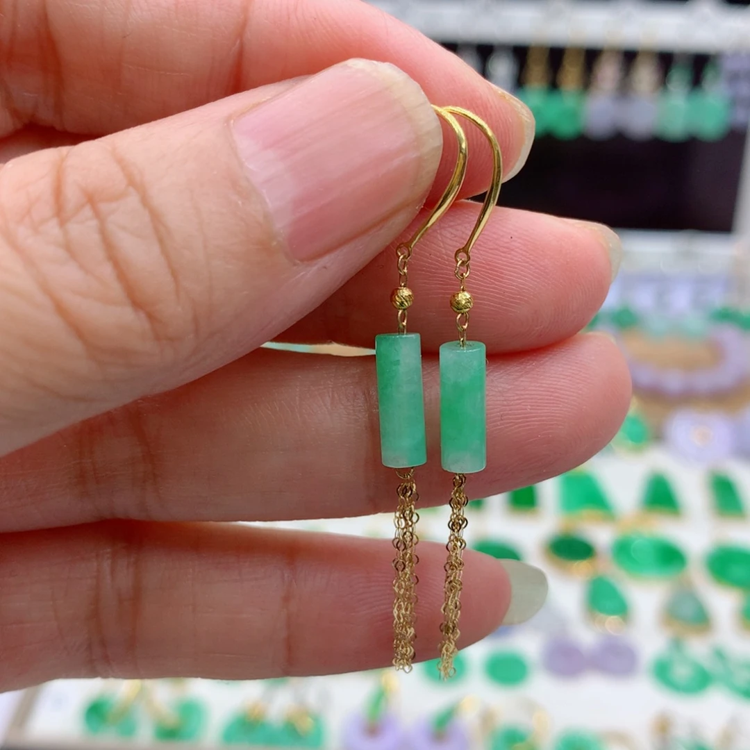 翡翠18K金镶嵌耳饰