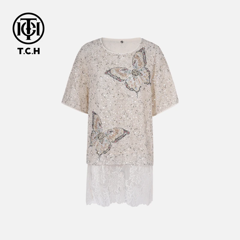 TCH私服烫钻工艺新时尚淑女百搭新潮流连衣裙T75B30E5196轻奢tch