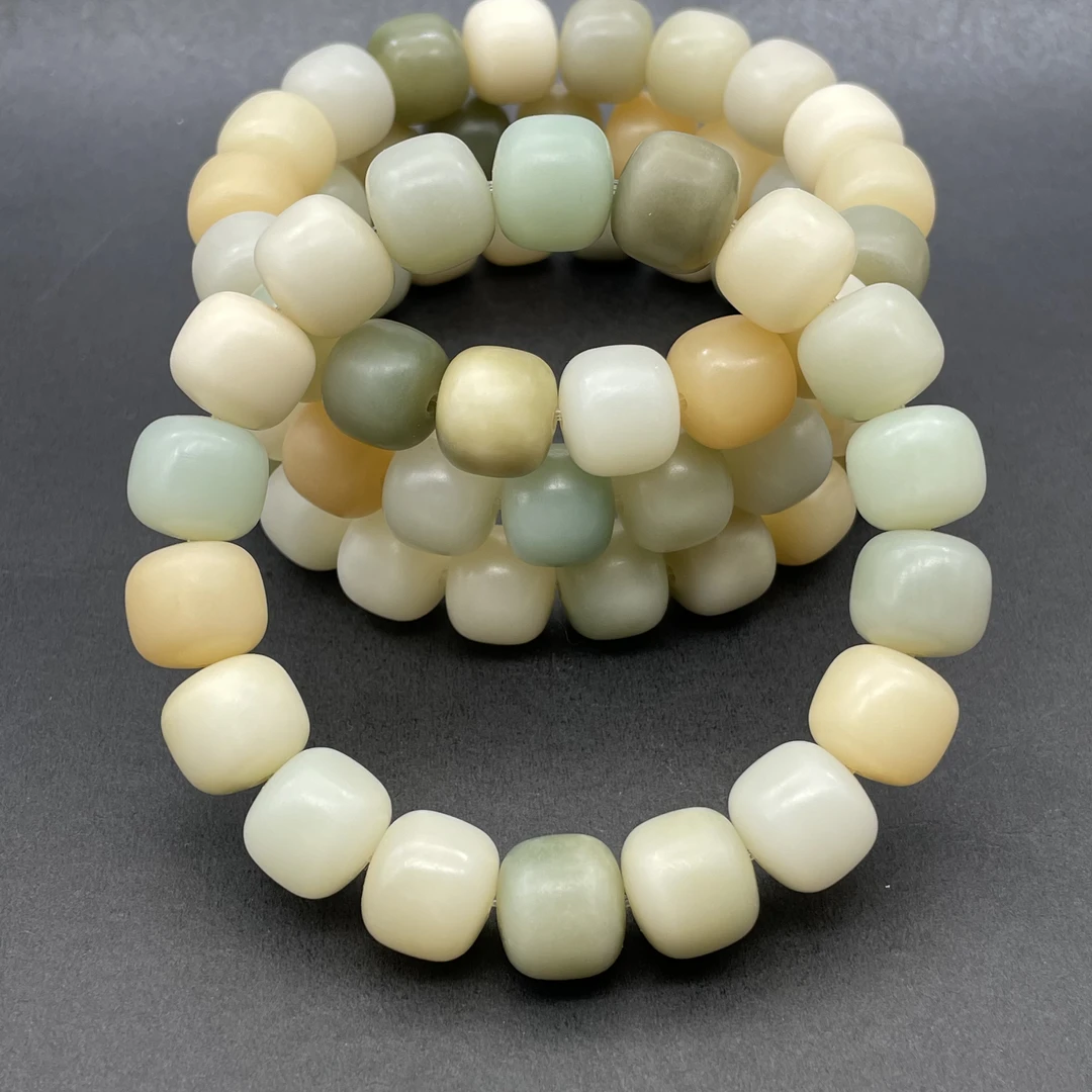 原生态干磨菩提根12×13糖果色老型桶珠手串多样性随机发