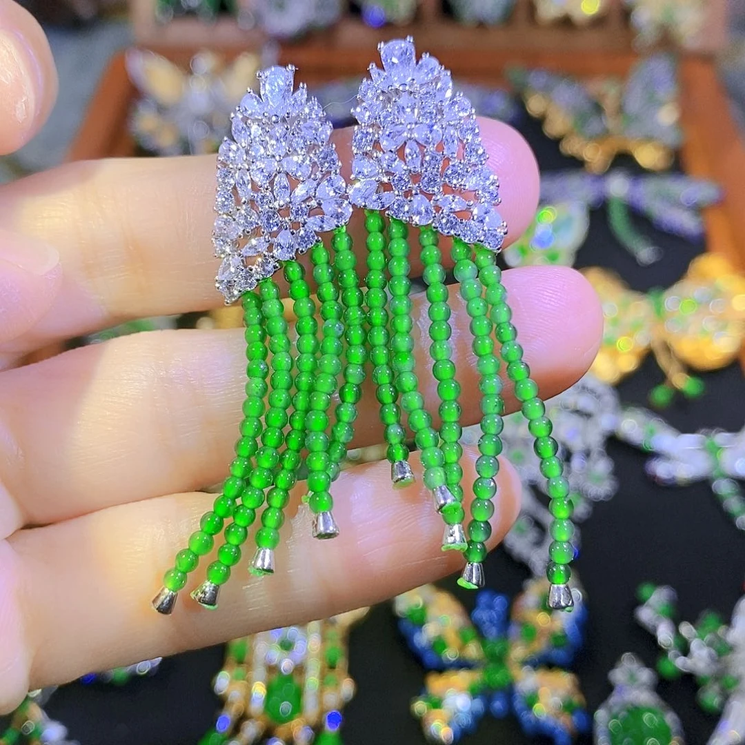 吊坠(不含链)银S925镶嵌翡翠