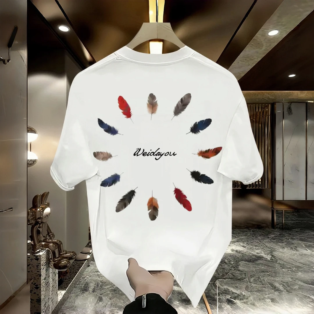 男士短袖T恤重磅纯棉美式高街印花2025夏季新款半袖体恤时尚潮牌