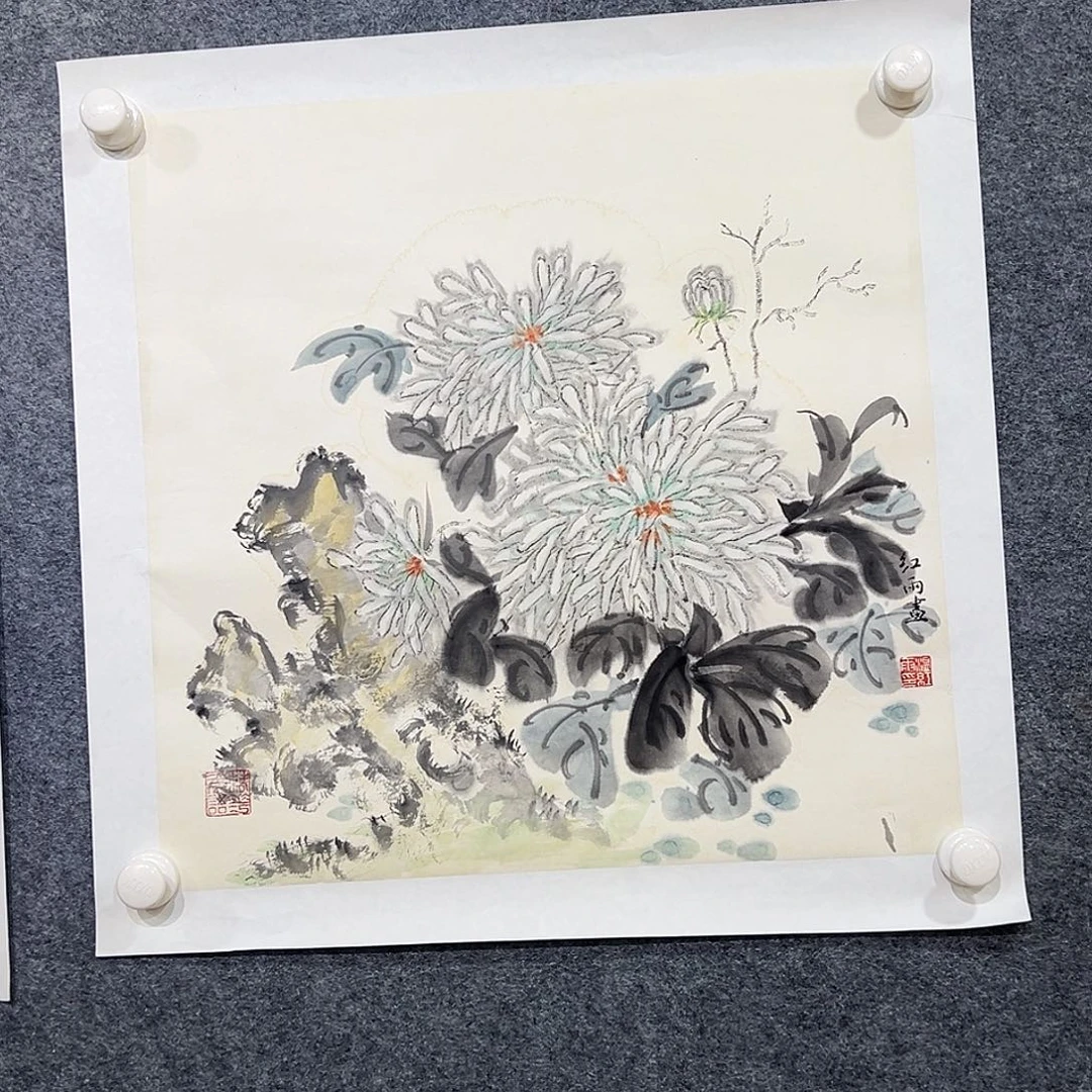 国画纯手绘画心原创