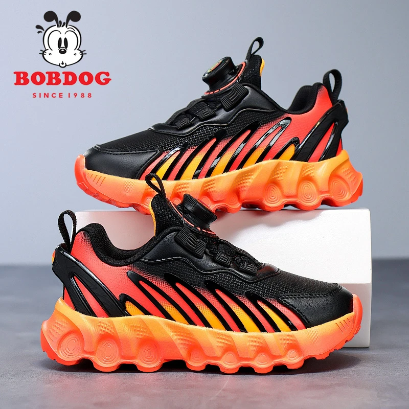 巴布豆男童2025秋季新款皮面透气运动鞋儿童透气中大童男孩防滑