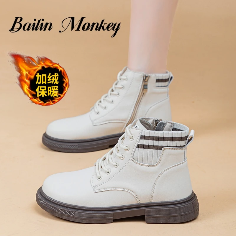 品牌旗舰马丁靴女款2025新款厚底英伦风时尚短靴平底高帮休闲靴女