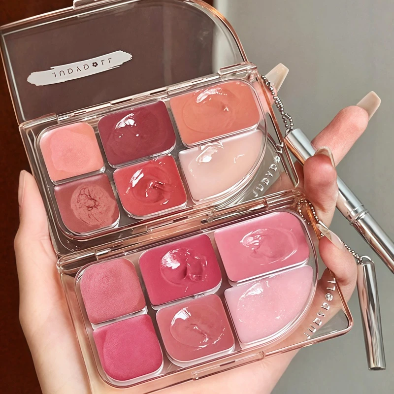 好牛!Judydoll橘朵六色唇膏盘镜面水光裸色系哑光唇釉唇泥多用膏