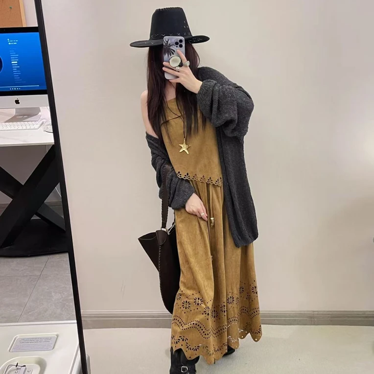 zy@83508 韩系复古高腰显瘦百搭带绳半身裙 9-15