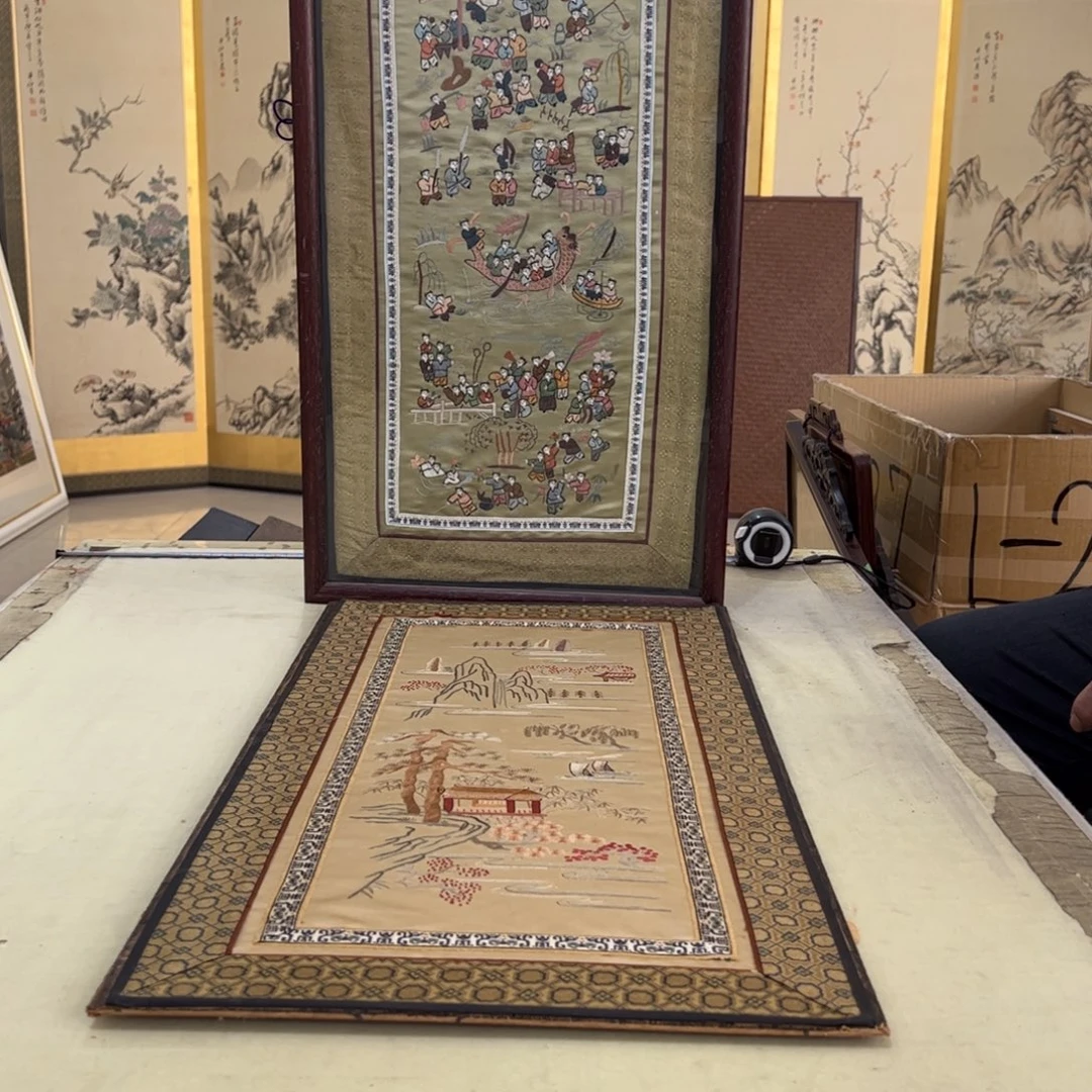 老***客绘画屏风框画茶空间设计