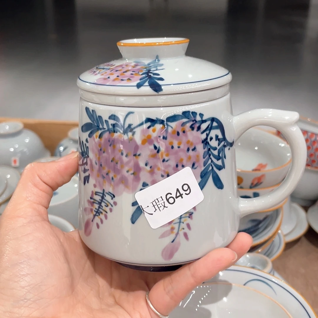 釉下彩纯手绘有瑕