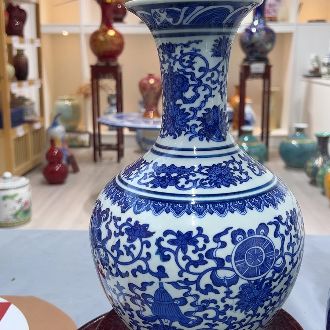 火***果陶摆件32cm八宝缠枝莲赏瓶