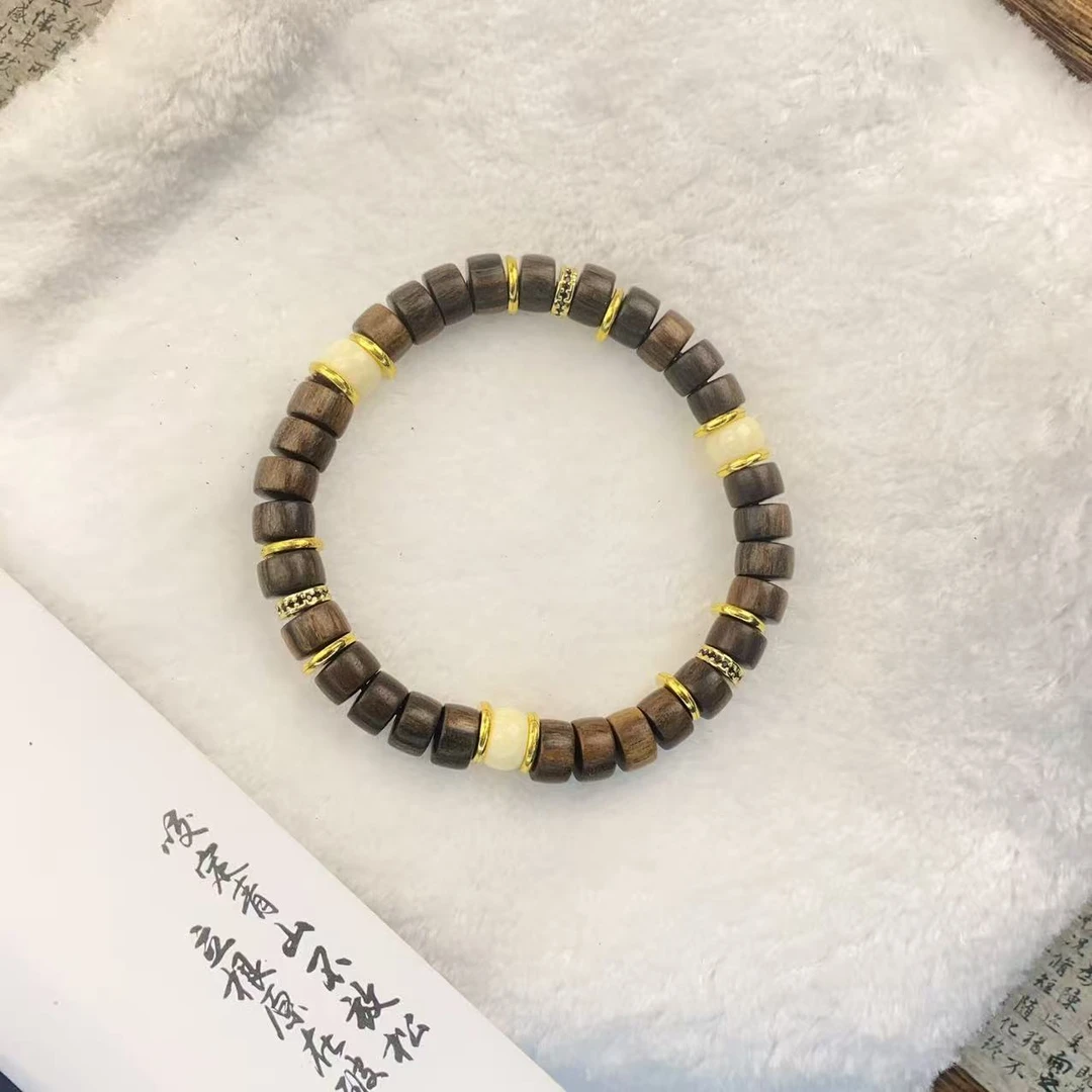 增香沉香木8*8MM沉木药片珠文玩手串 YH-0319