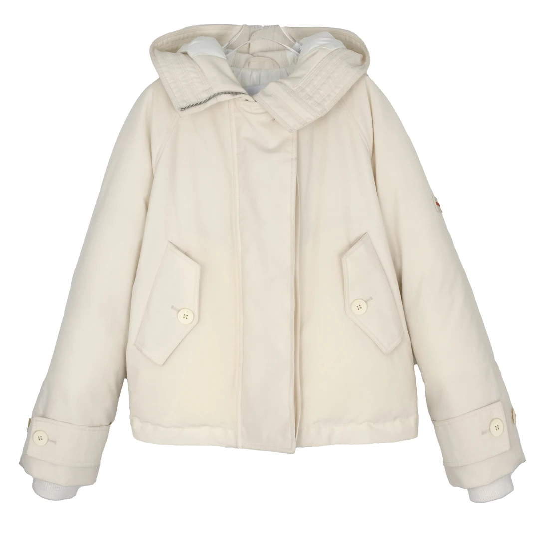 FERRAGAMO/菲拉格慕女士冬季厚款米白色连帽棉服 0770477